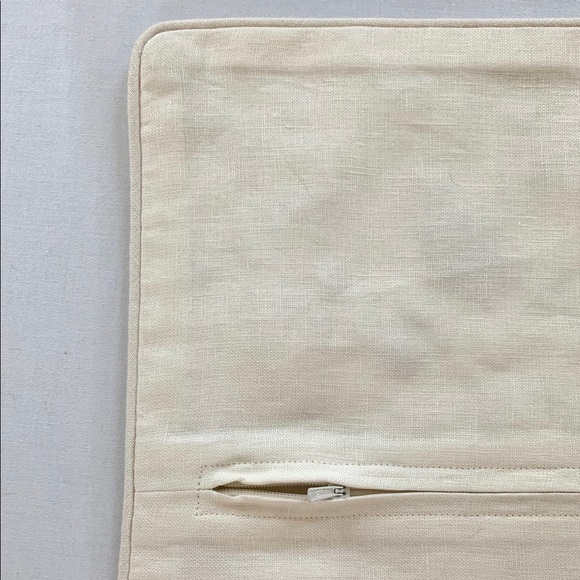 2)26” x 26” & 1)18” x 18” Cream linen pillow cases - Picture 7 of 7